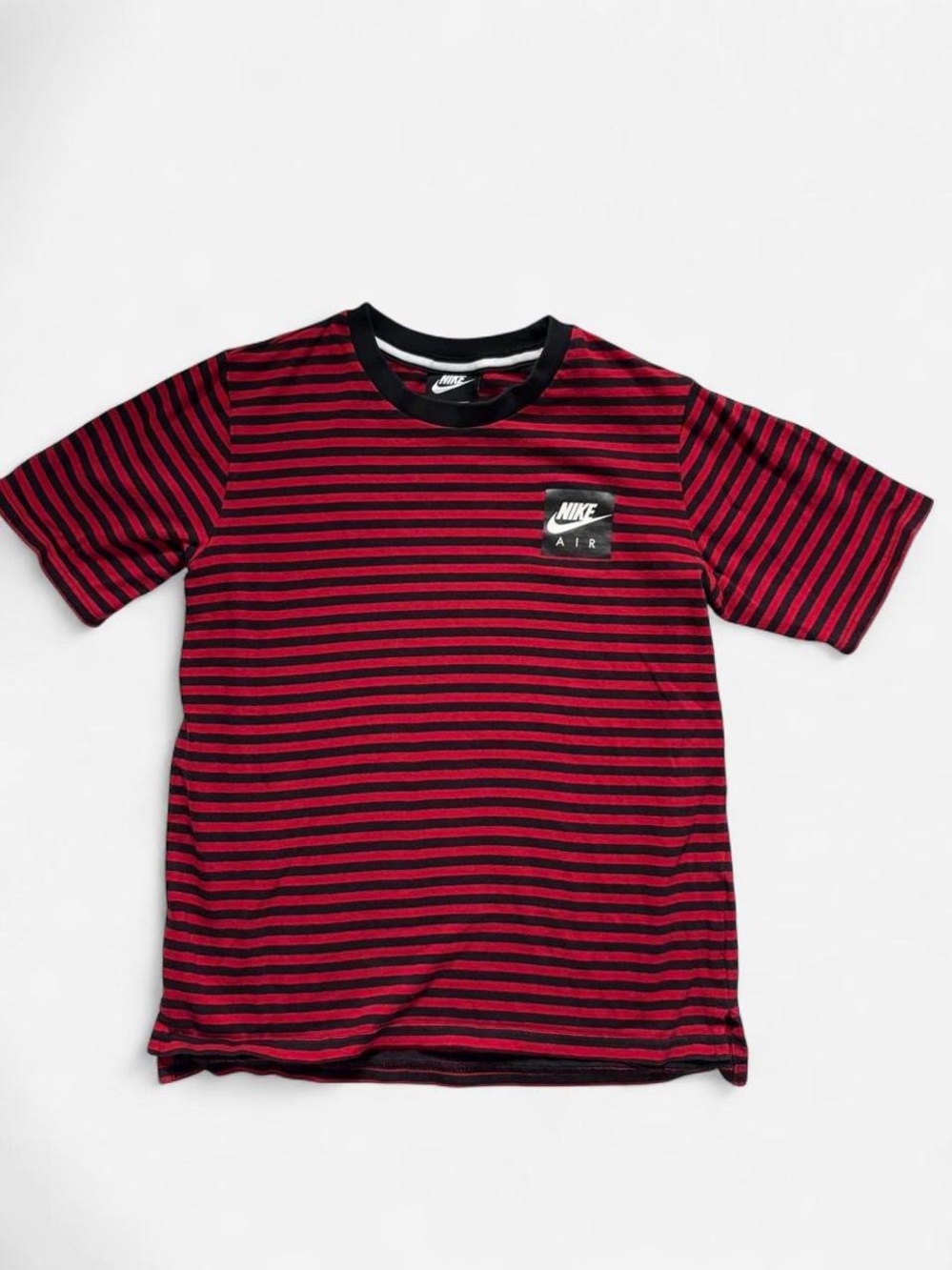 Nike Red & Black Striped Short Sleeve Tee